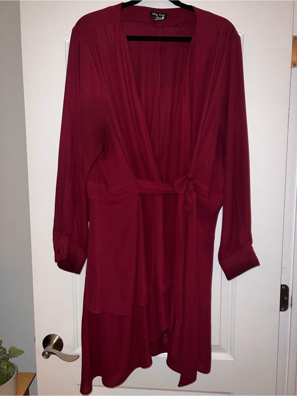 City Chic Wine Red Wrap Robe Dress